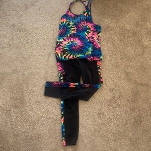 Pink leggings with matching tank